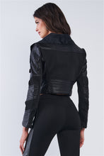 Load image into Gallery viewer, Farrah Black Vegan Leather Moto Jacket