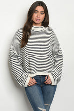 Load image into Gallery viewer, Lia White & Blue Stripes Sweater