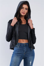 Load image into Gallery viewer, Mallory Black Vegan Leather Hoodie Jacket