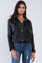 Load image into Gallery viewer, Mallory Black Vegan Leather Hoodie Jacket