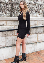 Load image into Gallery viewer, Margaret Black Ruched Dress