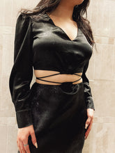 Load image into Gallery viewer, Calliope Black Satin Skirt Set