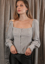 Load image into Gallery viewer, Roxanne Grey Pinstripes Top