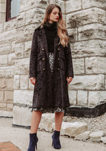 Load image into Gallery viewer, Ember Black Velvet Double Breasted Coat