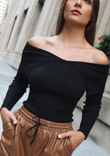 Load image into Gallery viewer, Astrid Black Off Shoulder Knit Top