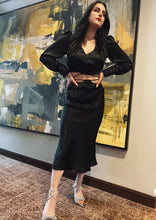 Load image into Gallery viewer, Calliope Black Satin Skirt Set