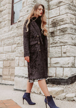 Load image into Gallery viewer, Ember Black Velvet Double Breasted Coat