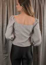 Load image into Gallery viewer, Roxanne Grey Pinstripes Top
