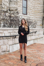 Load image into Gallery viewer, Margaret Black Ruched Dress