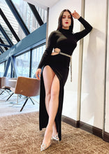 Load image into Gallery viewer, Vittoria Black Knit Cut Out Dress