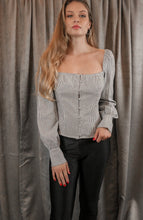 Load image into Gallery viewer, Roxanne Grey Pinstripes Top