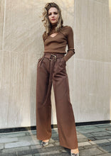 Load image into Gallery viewer, Bordeaux Brown Wide Leg Trousers