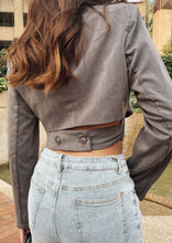 Load image into Gallery viewer, Reagan Gunmetal Crop Blazer