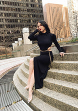 Load image into Gallery viewer, Vittoria Black Knit Cut Out Dress