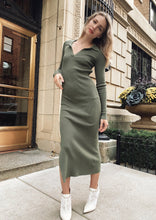 Load image into Gallery viewer, Florence Olive Knit Midi Dress