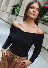 Load image into Gallery viewer, Astrid Black Off Shoulder Knit Top