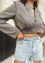 Load image into Gallery viewer, Reagan Gunmetal Crop Blazer