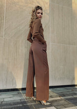 Load image into Gallery viewer, Bordeaux Brown Wide Leg Trousers
