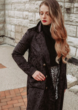 Load image into Gallery viewer, Ember Black Velvet Double Breasted Coat