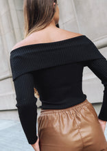 Load image into Gallery viewer, Astrid Black Off Shoulder Knit Top
