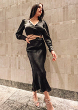 Load image into Gallery viewer, Calliope Black Satin Skirt Set