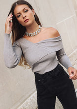 Load image into Gallery viewer, Tory Grey One Shoulder Knit Top
