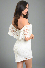 Load image into Gallery viewer, Laura White Off Shoulder Mini Dress
