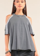 Load image into Gallery viewer, Averi Stripes Cold Shoulder Top
