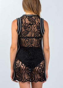 Viviene Black Knit Crochet Cover Up