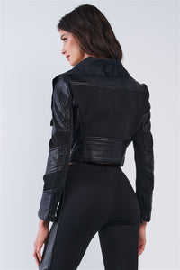 Farrah Black Vegan Leather Moto Jacket