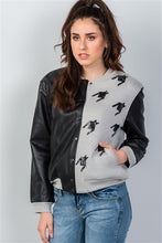 Load image into Gallery viewer, Gwen Black &amp; Gray Colorblock Bomber Jacket
