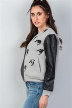 Load image into Gallery viewer, Gwen Black &amp; Gray Colorblock Bomber Jacket
