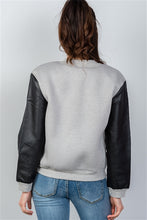 Load image into Gallery viewer, Gwen Black &amp; Gray Colorblock Bomber Jacket
