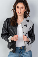 Load image into Gallery viewer, Gwen Black &amp; Gray Colorblock Bomber Jacket
