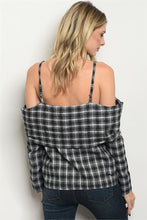Load image into Gallery viewer, Madison Black Checkered Off Shoulder Top

