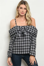 Load image into Gallery viewer, Madison Black Checkered Off Shoulder Top
