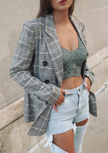 Load image into Gallery viewer, Wrenna Plaid Double Breasted Blazer
