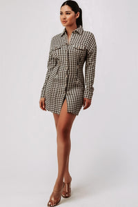 Rhani Houndstooth Button Down Dress