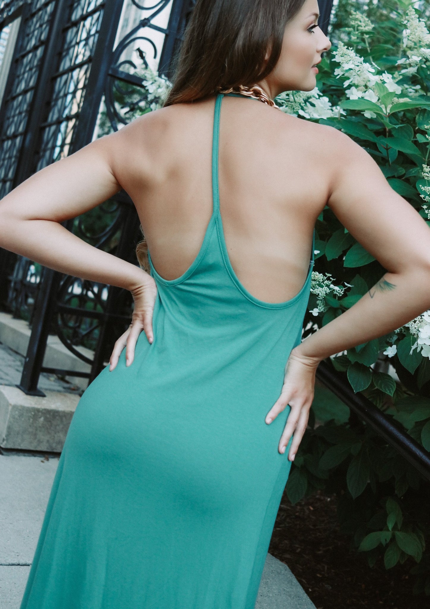 Emerald Green Jersey Maxi Dress M Emerald Green Jersey Maxi Dress M