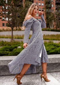 Nevaeh Black Checkered Maxi Dress