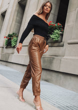 Load image into Gallery viewer, Juliet Camel Vegan Leather Joggers
