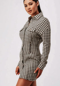 Rhani Houndstooth Button Down Dress