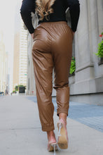 Load image into Gallery viewer, Juliet Camel Vegan Leather Joggers
