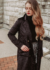 Ember Black Velvet Double Breasted Coat