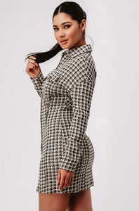 Rhani Houndstooth Button Down Dress